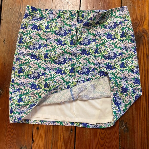 Talbots A-LINE STRETCH SKIRT FLOWER PRINT Size 16 Green Blue Pink Casual Spring - Picture 8 of 10